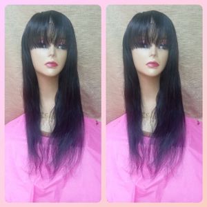 20" unprocessed body wave straight human hair 4x4 bang glueless unit